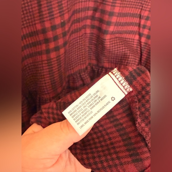 Wild Fable Maroon Checkered Babydoll Dress - Picture 7 of 8